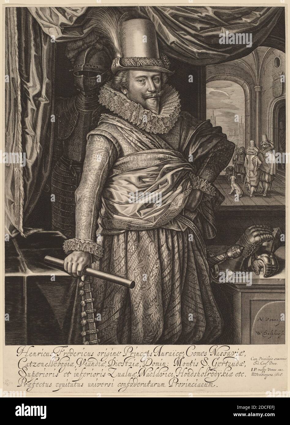 Willem Jacobsz Delff, (Künstler), Niederländisch, 1580 - 1638, Frederik Hendrik, Prinz von Nassau-Orange, 1618, Gravur Stockfoto