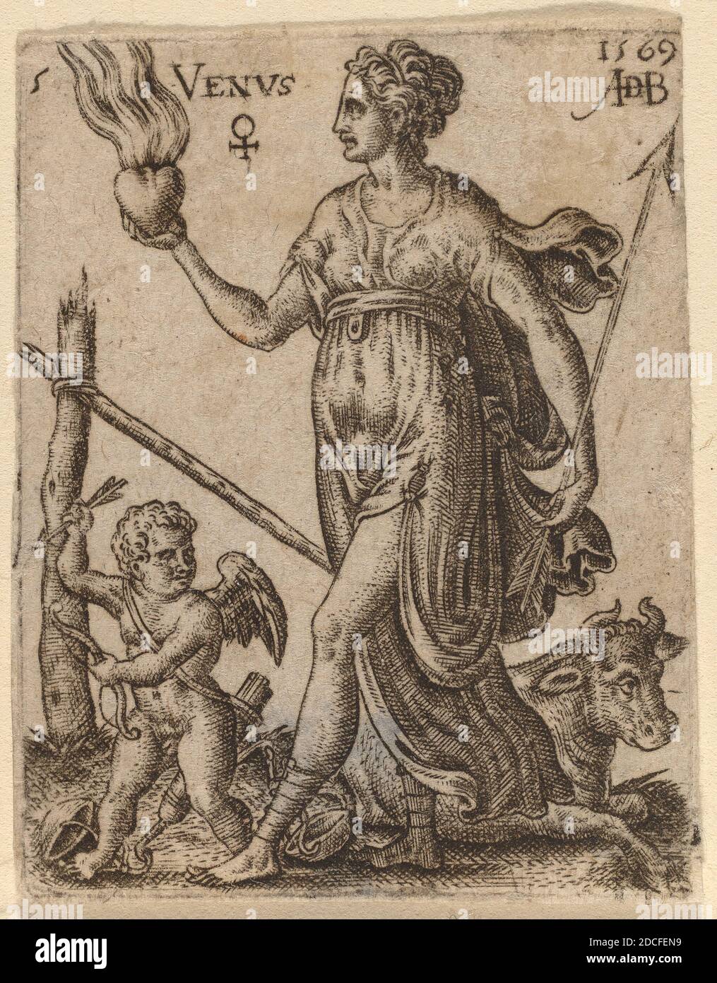 Abraham de Bruyn, (Künstler), Flämisch, 1540 - 1587, Venus, die sieben Planeten, (Serie), 1569, Gravur Stockfoto