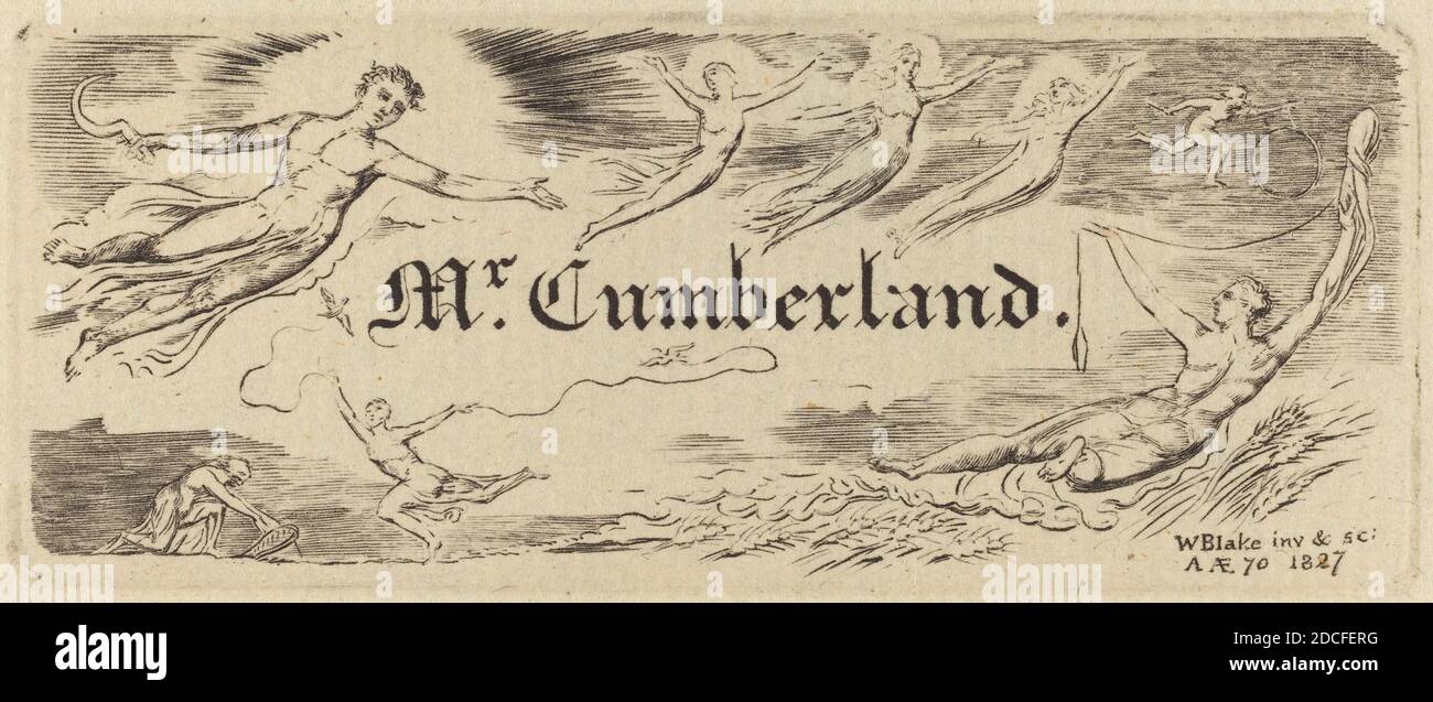 William Blake, (Künstler), Brite, 1757 - 1827, George Cumberland's Card, 1827, Gravur in schwarz Stockfoto