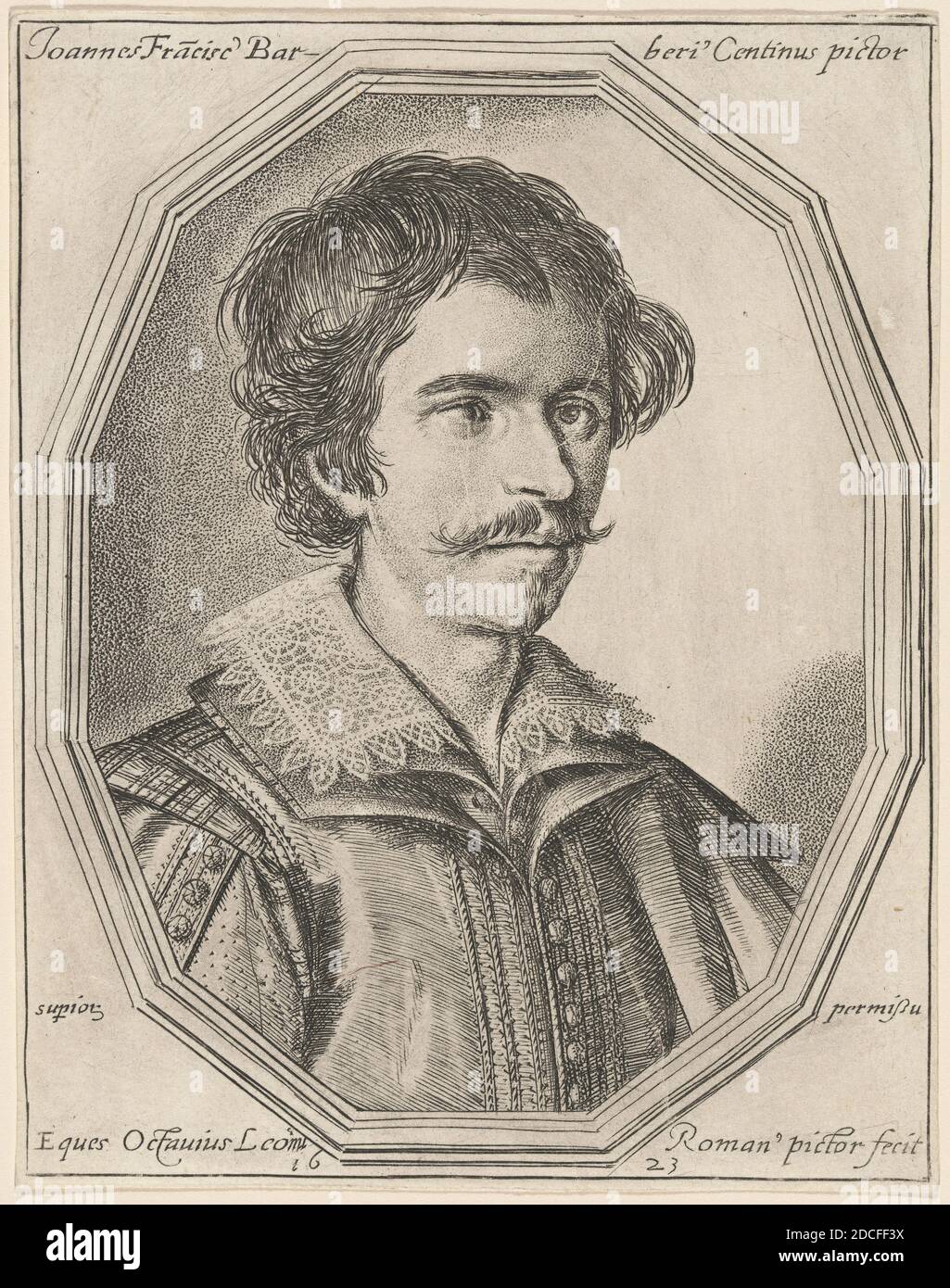 Ottavio Leoni, (Künstler), Roman, c. 1578 - 1630, Giovanni Francesco Barbieri, genannt Guercino, 1623, Gravur, Blatt (auf Plattenmarke zugeschnitten): 14.7 x 11.4 cm (5 13/16 x 4 1/2 Zoll Stockfoto