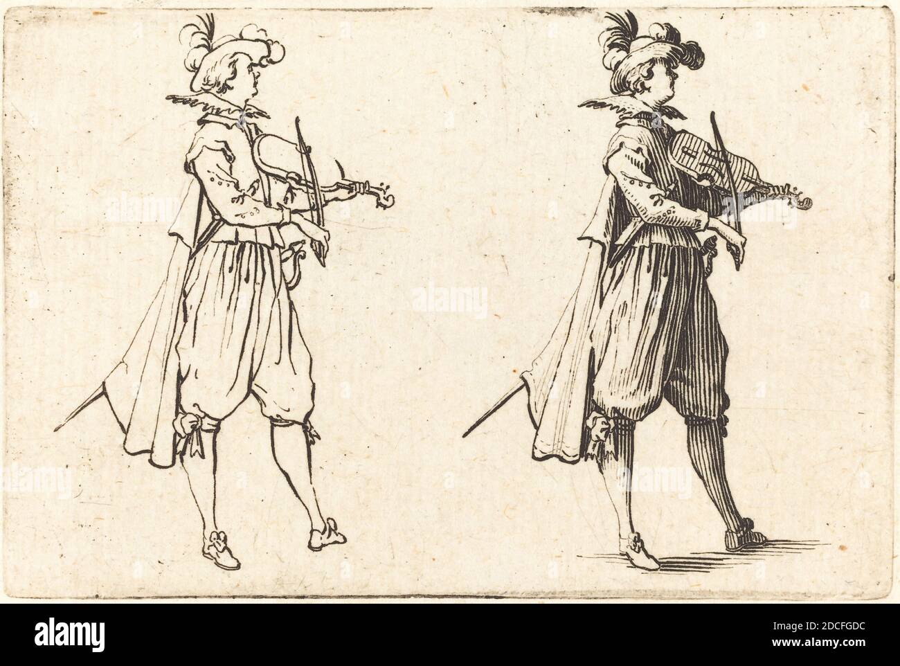 Jacques Callot, (Künstler), Französisch, 1592 - 1635, Geiger, Capricci (Nancy-Serie), (Serie), c. 1622, Ätzen Stockfoto