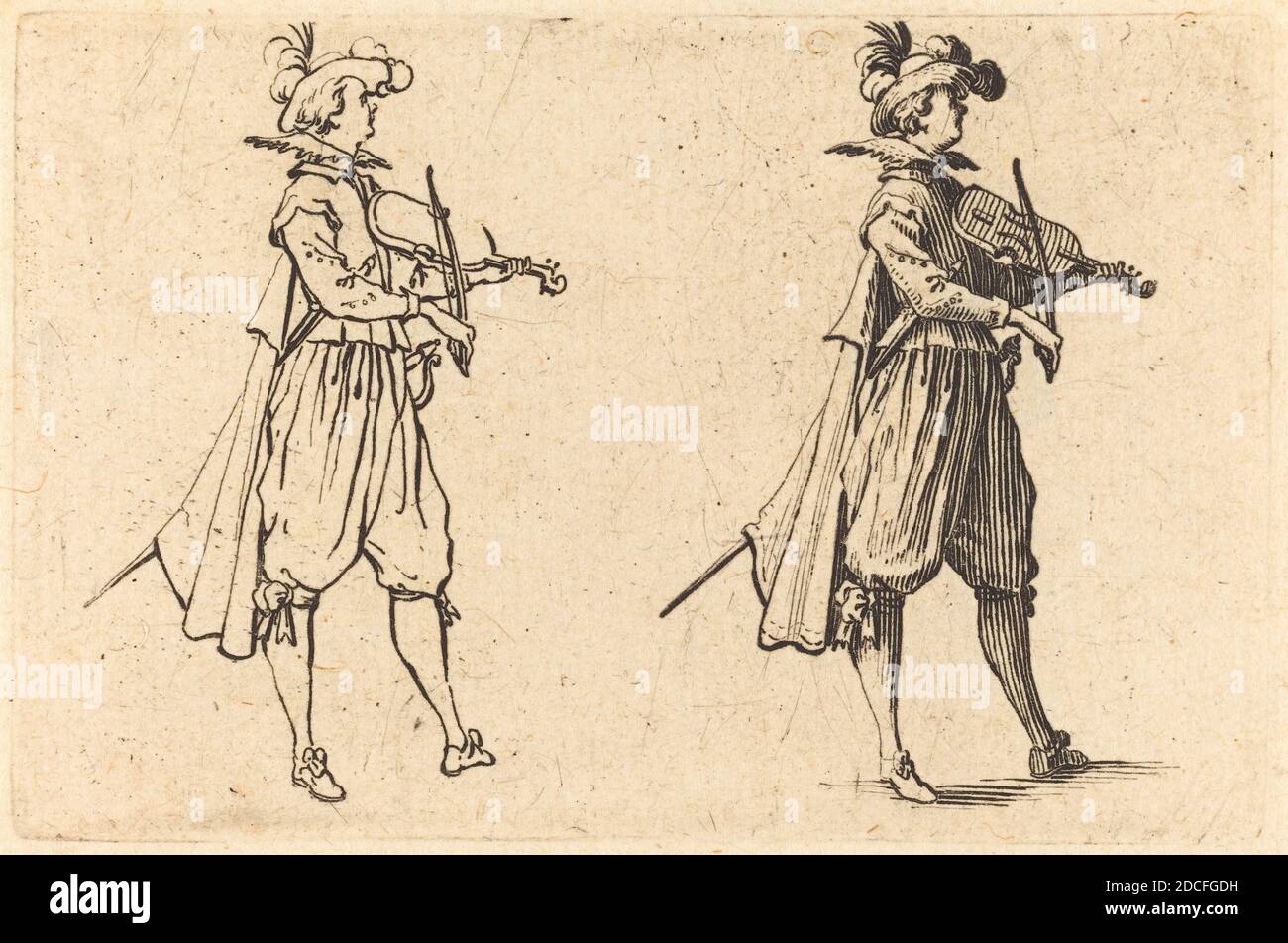 Jacques Callot, (Künstler), Französisch, 1592 - 1635, Geiger, Capricci (Nancy-Serie), (Serie), c. 1622, Ätzen Stockfoto