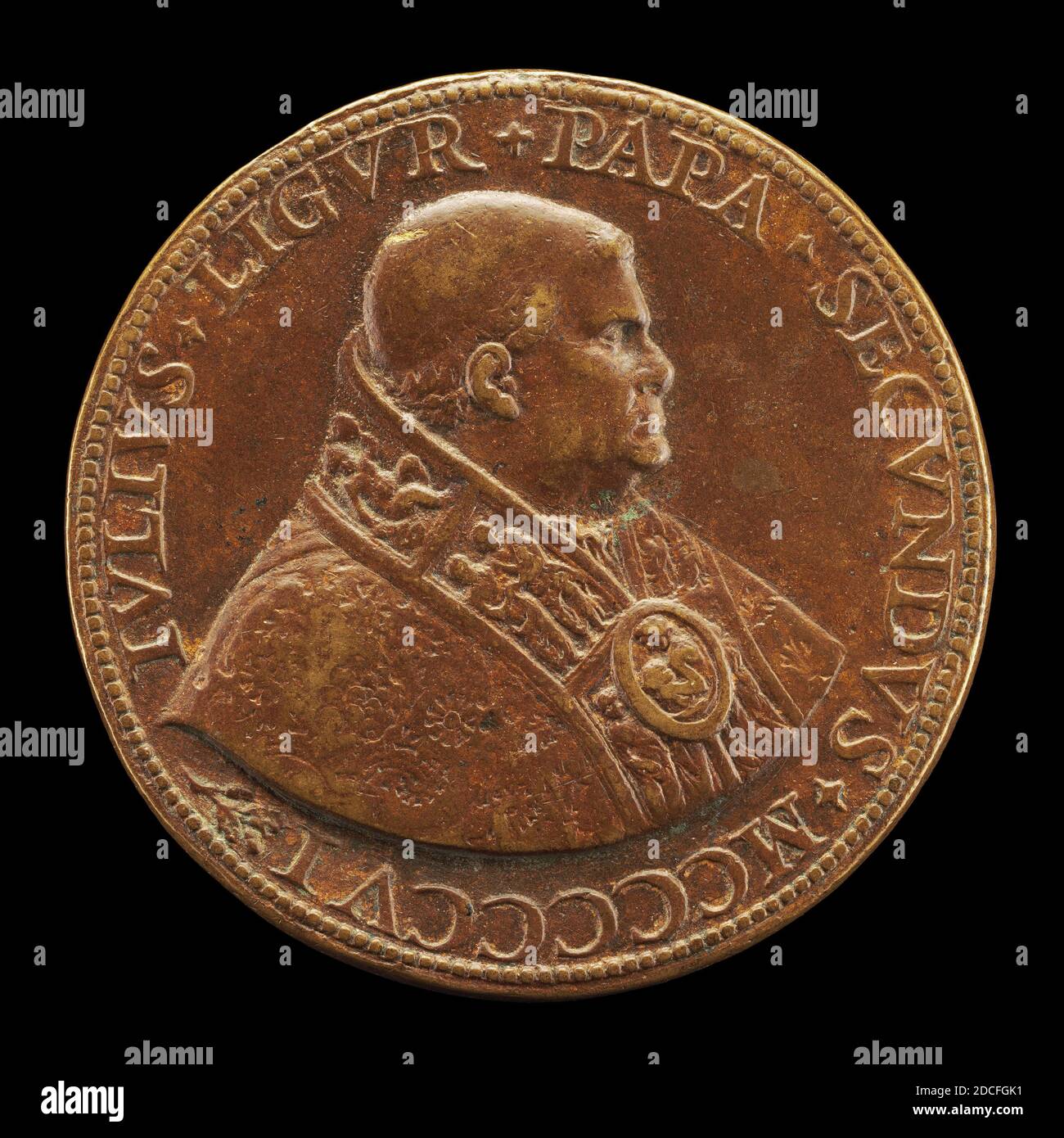 Caradosso Foppa, (Künstler), Milanese, c. 1452 - 1526/1527, Julius II. (Giuliano della Rovere, 1443-1513), Papst 1503, 1506, Bronze, Gesamtdurchmesser: 5.64 cm 1/4, Bruttogewicht: 55.12 g (0.122 lb.), Achse: 6:00 Stockfoto