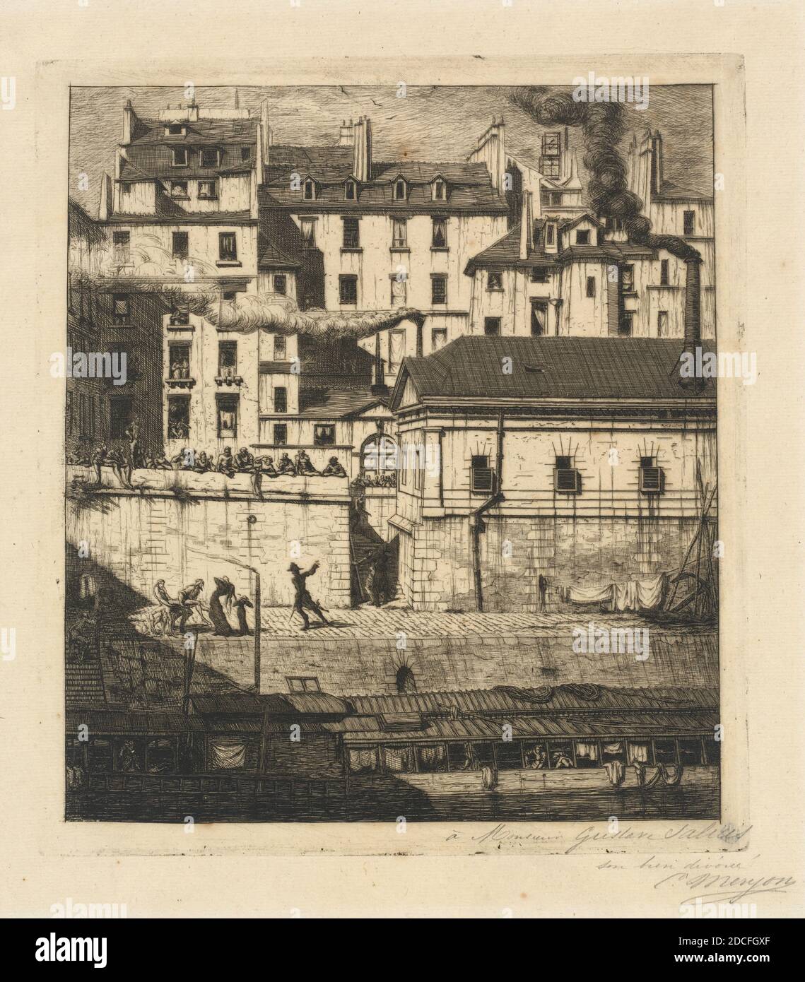 Charles Meryon, (Künstler), Französisch, 1821 - 1868, La Morgue, Paris (die Leichenhalle), 1854, Radierung Stockfoto