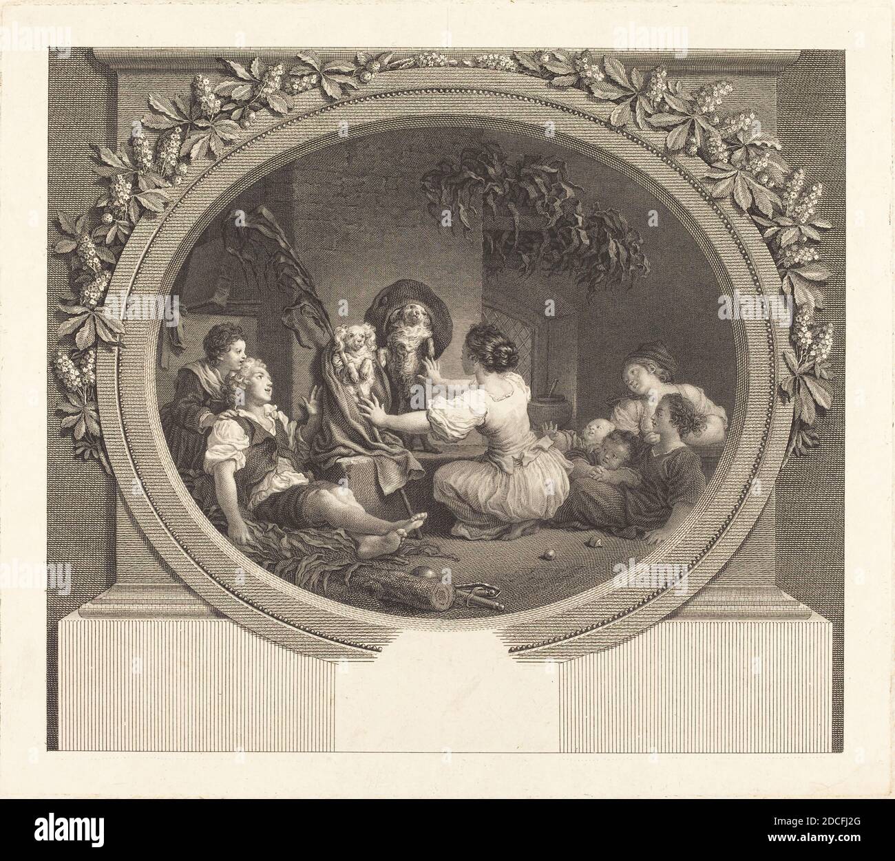 Nicolas Delaunay, (Künstler), französisch, 1739 - 1792, Jean Honoré Fragonard, (Künstler nach), französisch, 1732 - 1806, L'Education fait tout, 1791, Radierung und Gravur Stockfoto