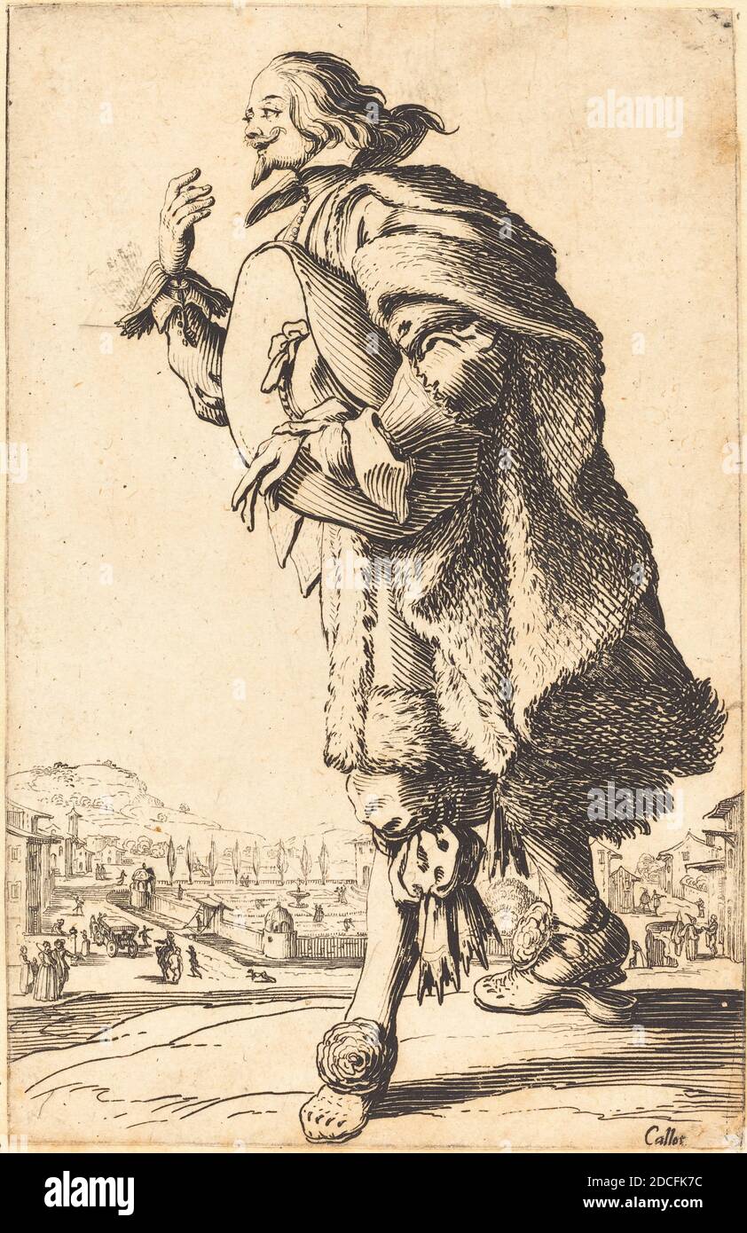 Jacques Callot, (Künstler), Französisch, 1592 - 1635, Edler Mann mit Filzhut, Verbeugung, der Adel von Lothringen, (Serie), c. 1620/1623, Radierung Stockfoto