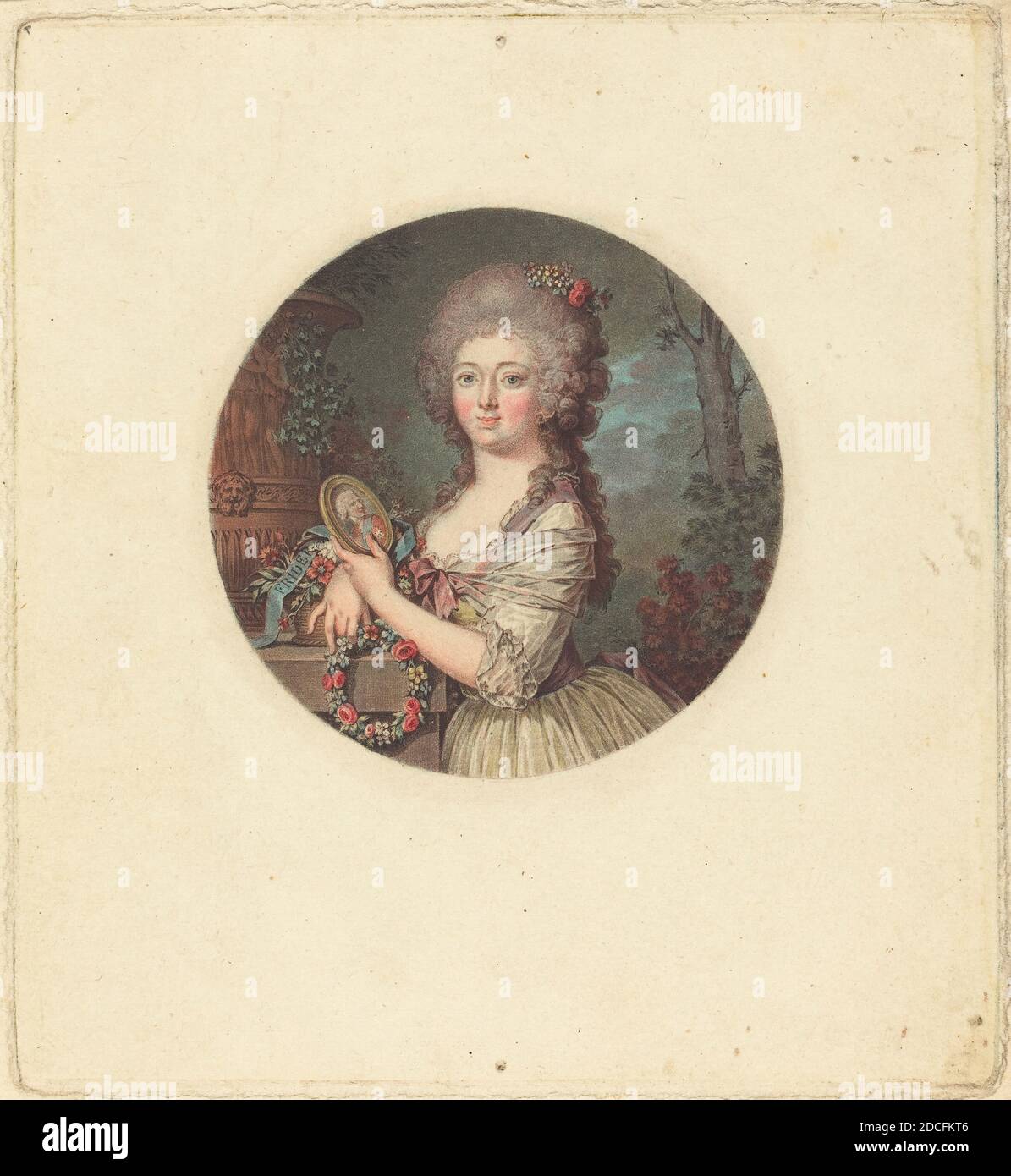 Jean-François Janinet, (Künstler), französisch, 1752 - 1814, Portrait d'une jeune princesse, Farbe aquatinta und Radierung Stockfoto