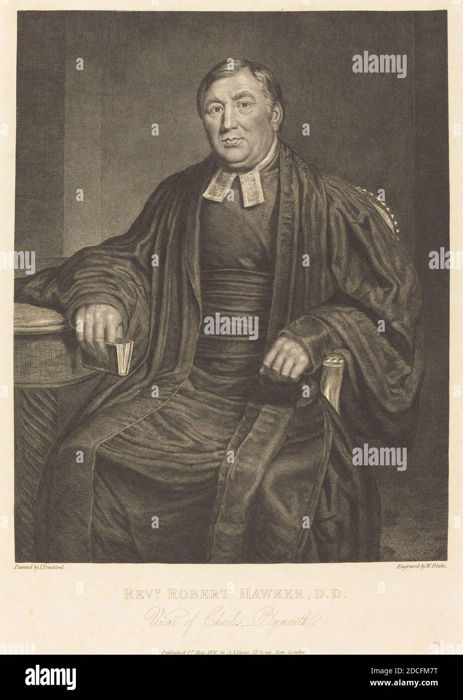 William Blake, (Künstler), British, 1757 - 1827, John Ponsford, (Künstler nach), British, c.. 1790 - 1870, Reverend Robert Hawker, D.D., 1820, Gravur Stockfoto