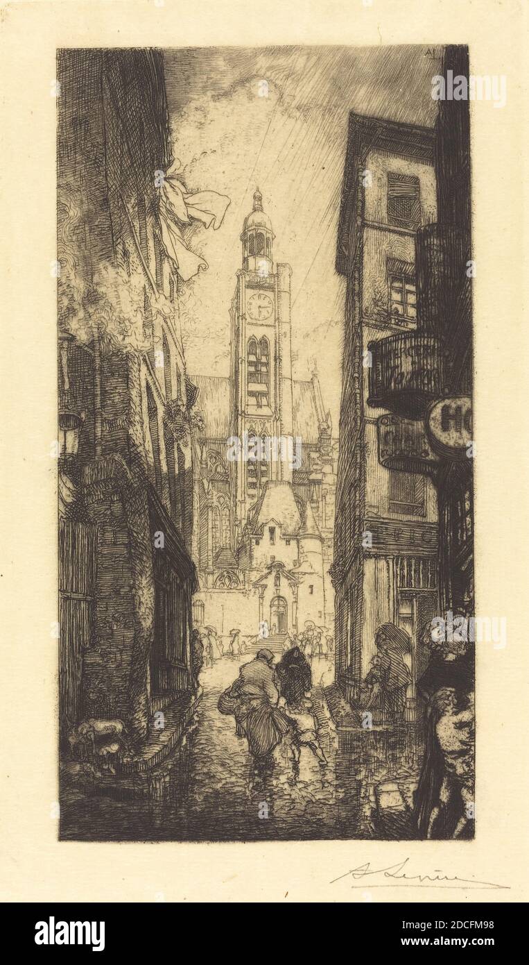 Auguste Lepère, (Künstler), Französisch, 1849 - 1918, Rue de la Montagne-Sainte-Genevieve, Paris, 1906, Radierung, Aquatinta und (Trockenpunkt Stockfoto