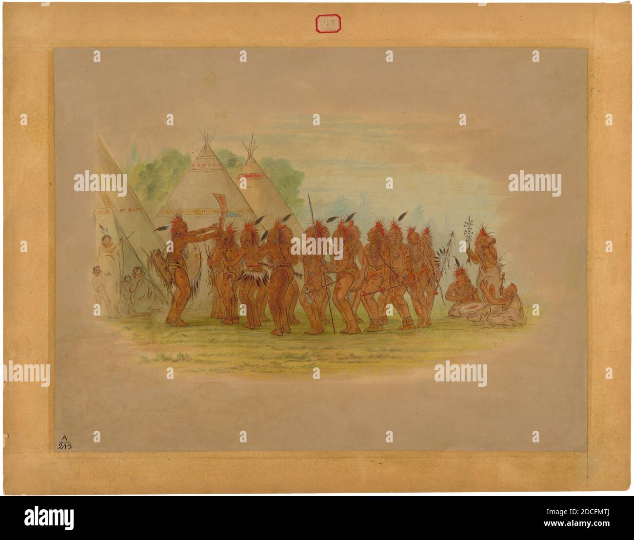 George Catlin, (Künstler), Amerikaner, 1796 - 1872, Slaves' Dance - Saukie, 1861, Öl auf Karte auf Karton, insgesamt: 46.8 x 61 cm (18 7/16 x 24 Zoll Stockfoto