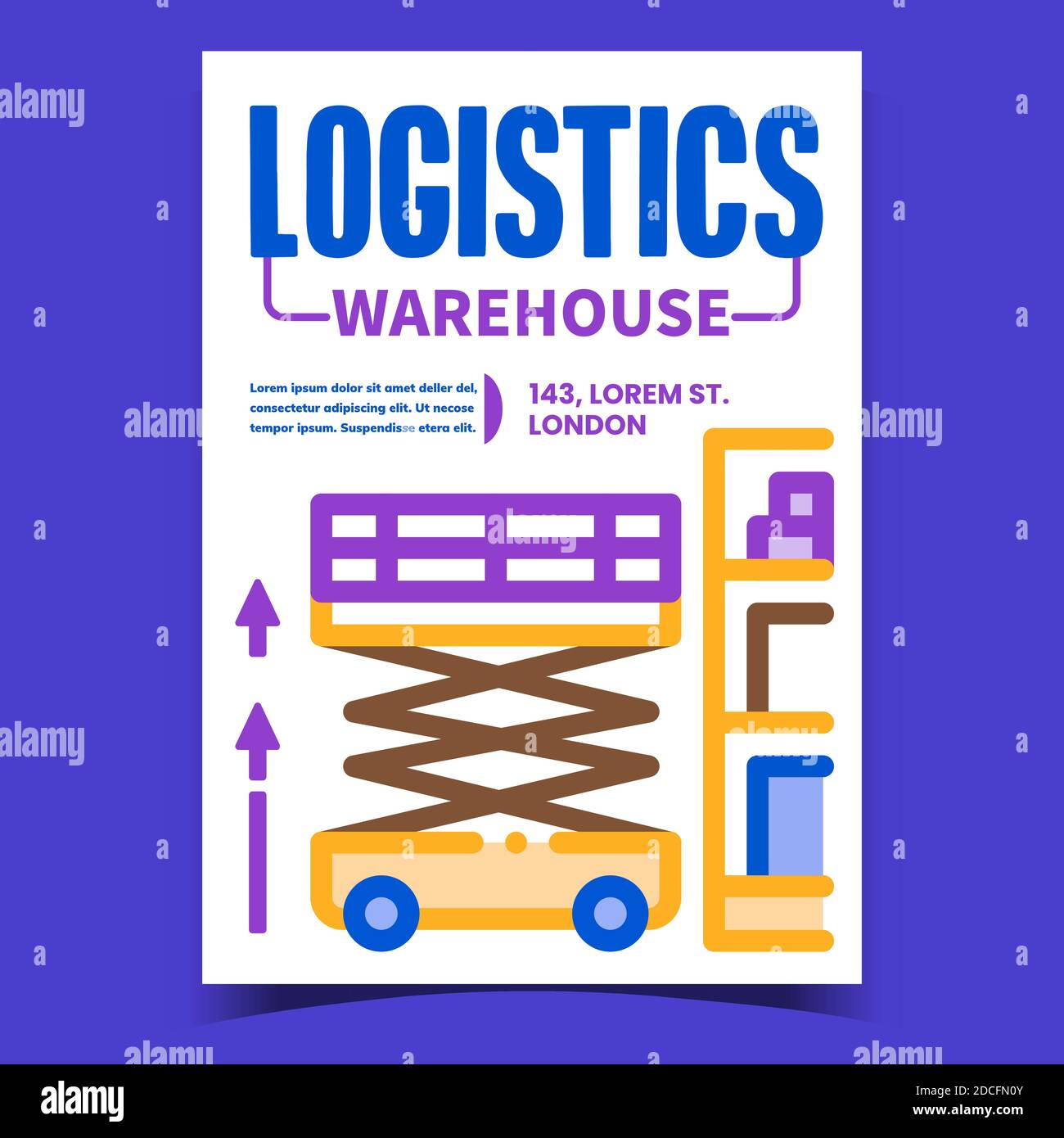 Logistik Warehouse Creative Promo Poster Vektor Stock Vektor