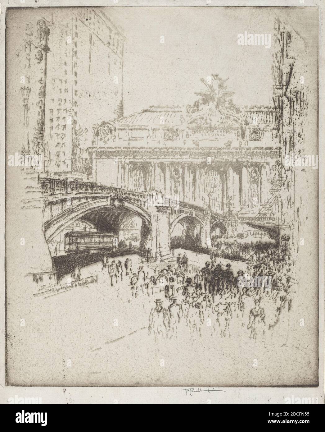 Joseph Pennell, (Künstler), Amerikaner, 1857 - 1926, The Approach to the Grand Central, New York, 1919, Radierung Stockfoto