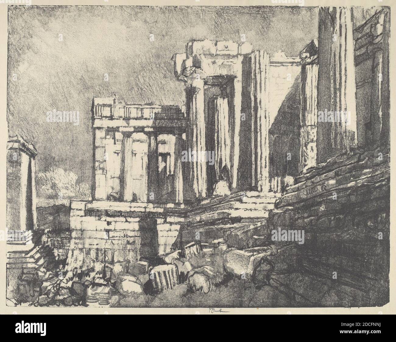 Joseph Pennell, (Künstler), Amerikaner, 1857 - 1926, The Propylaea, Athen, Land der Tempel, (Serie), 1913, Lithographie Stockfoto