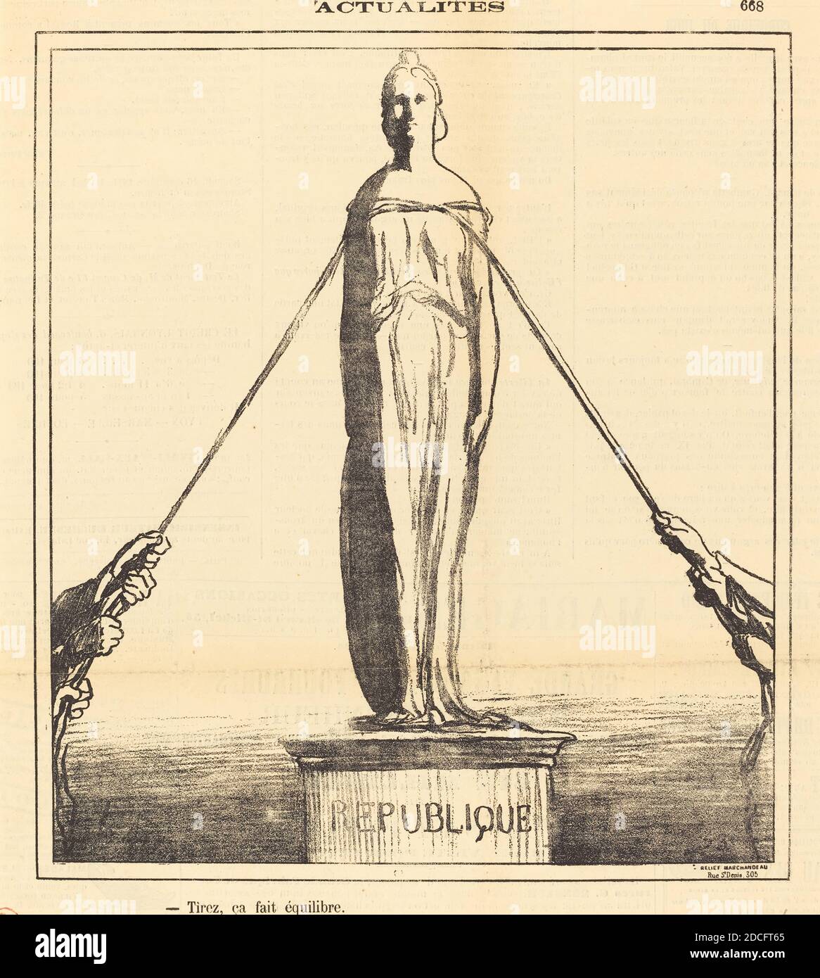 Honoré Daumier, (Künstler), Französisch, 1808 - 1879, Tirez, ça fait équilibre, Actualités, (Serie), 1871, Gillotype auf Zeitungspapier Stockfoto