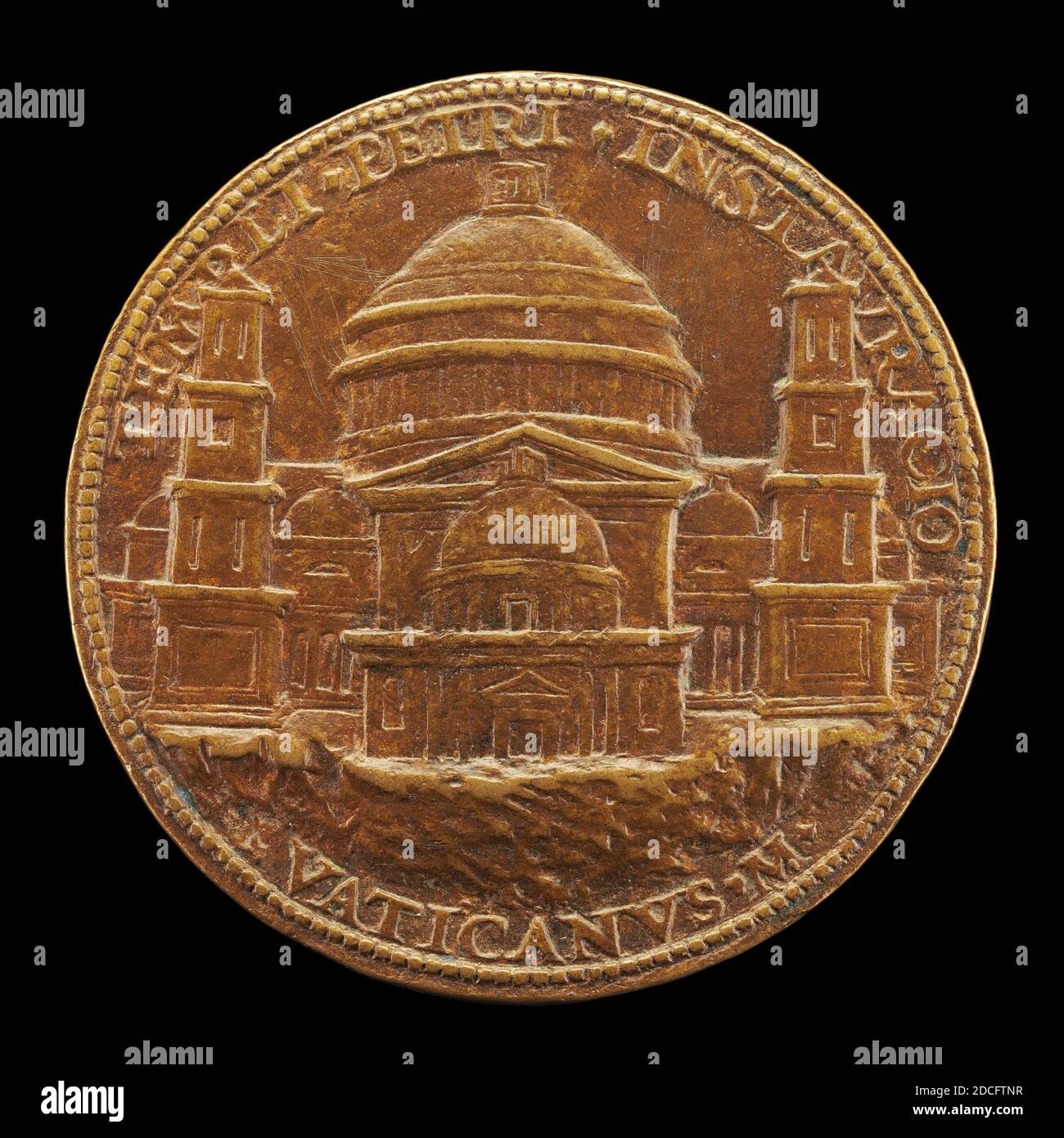 Caradosso Foppa, (Künstler), Milanese, c. 1452 - 1526/1527, Blick auf den Petersdom, 1506, Bronze, Gesamtdurchmesser: 5.64 cm 1/4, Bruttogewicht: 55.12 g (0.122 lb.), Achse: 6:00 Stockfoto
