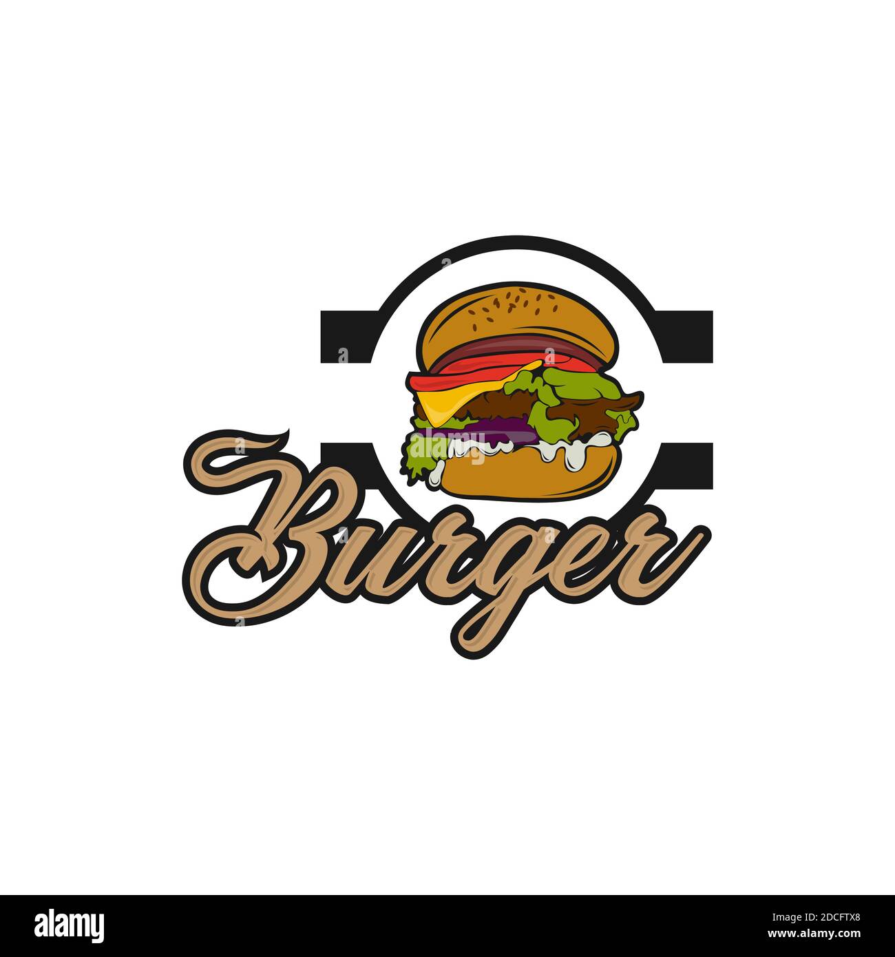 Burger Grafik Vektorbild, Logo Sandwich, Schriftzug.EPS 10 Stock Vektor