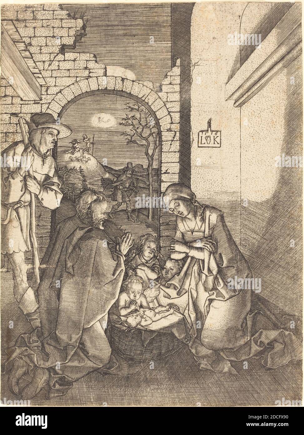 Ludwig Krug, (Künstler), Deutsch, c. 1488 - 1532, die Geburt, 1516, Gravur Stockfoto