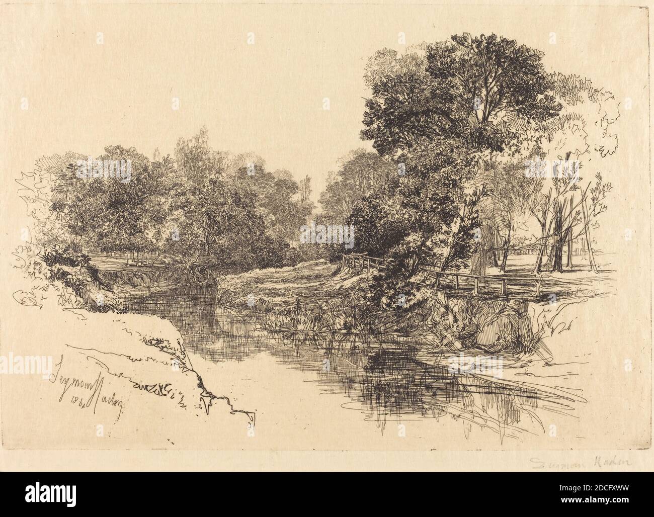 Francis Seymour Haden, (Künstler), britisch, 1818 - 1910, A River in Ireland, 1864, Radierung mit Trockenpunkt Stockfoto