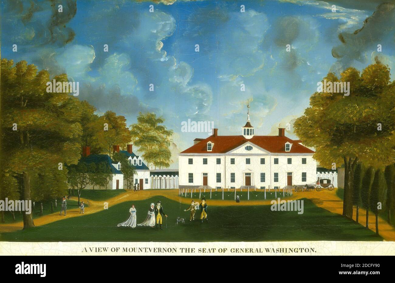 Amerikanisches 18. Jahrhundert, (Künstler), A View of Mount Vernon, 1792 oder später, Öl auf Leinwand, Bild: 58.4 x 89.2 cm (23 x 35 1/8 Zoll), un, gerahmt (gesamte Feuerstelle): 95.3 x 109.5 cm (37 1/2 x 43 1/8 Zoll Stockfoto