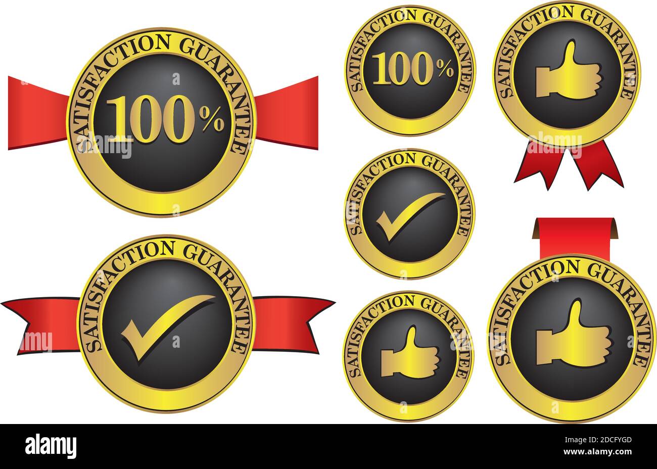 Verschiedene Vektor Illustration der Zufriedenheit garantiert Label oder Zeichen. Stock Vektor