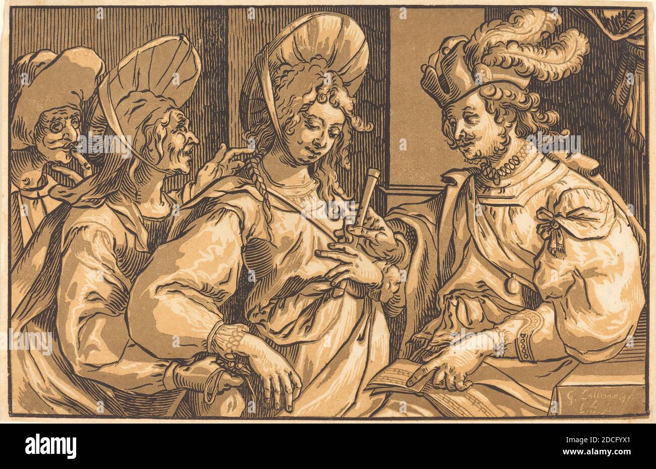 Ludwig Büsinck, (Künstler), Deutsch, c. 1590 - 1669, Georges Lallemand, (Künstler nach), französisch, 1598 oder früher - 1640, die Procurin, Chiaroscuro Holzschnitt Stockfoto