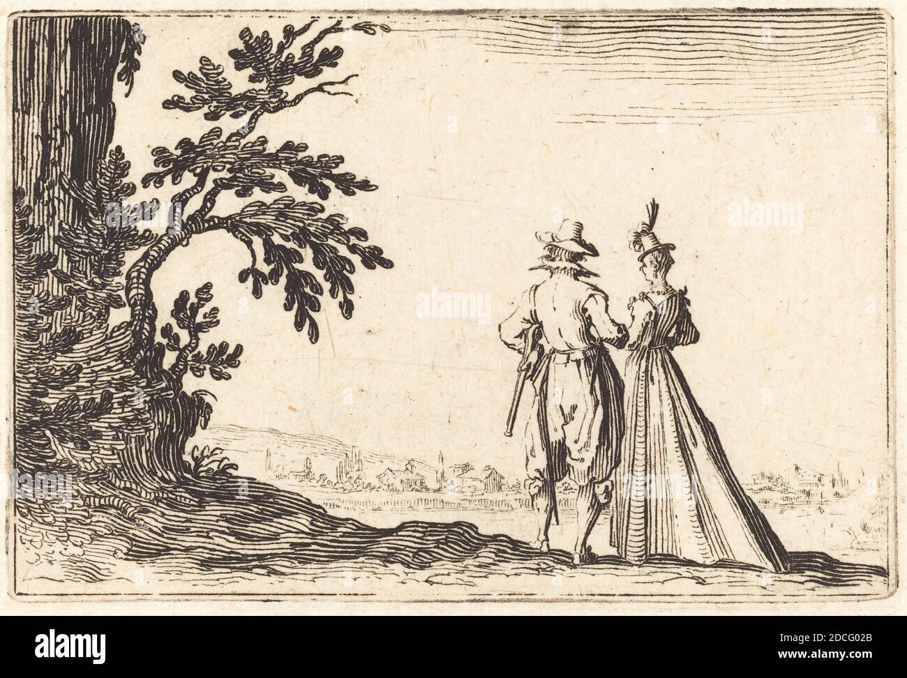 Jacques Callot, (Künstler), Französisch, 1592 - 1635, die Promenade, Capricci (Nancy-Serie), (Serie), c. 1622, Ätzen Stockfoto