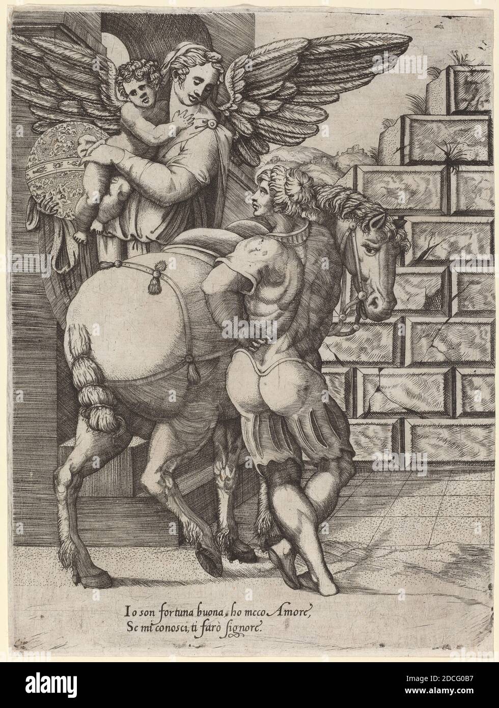 Italienisch 16. Jahrhundert, (Künstler), Allegorie des Glücks, Gravur Stockfoto