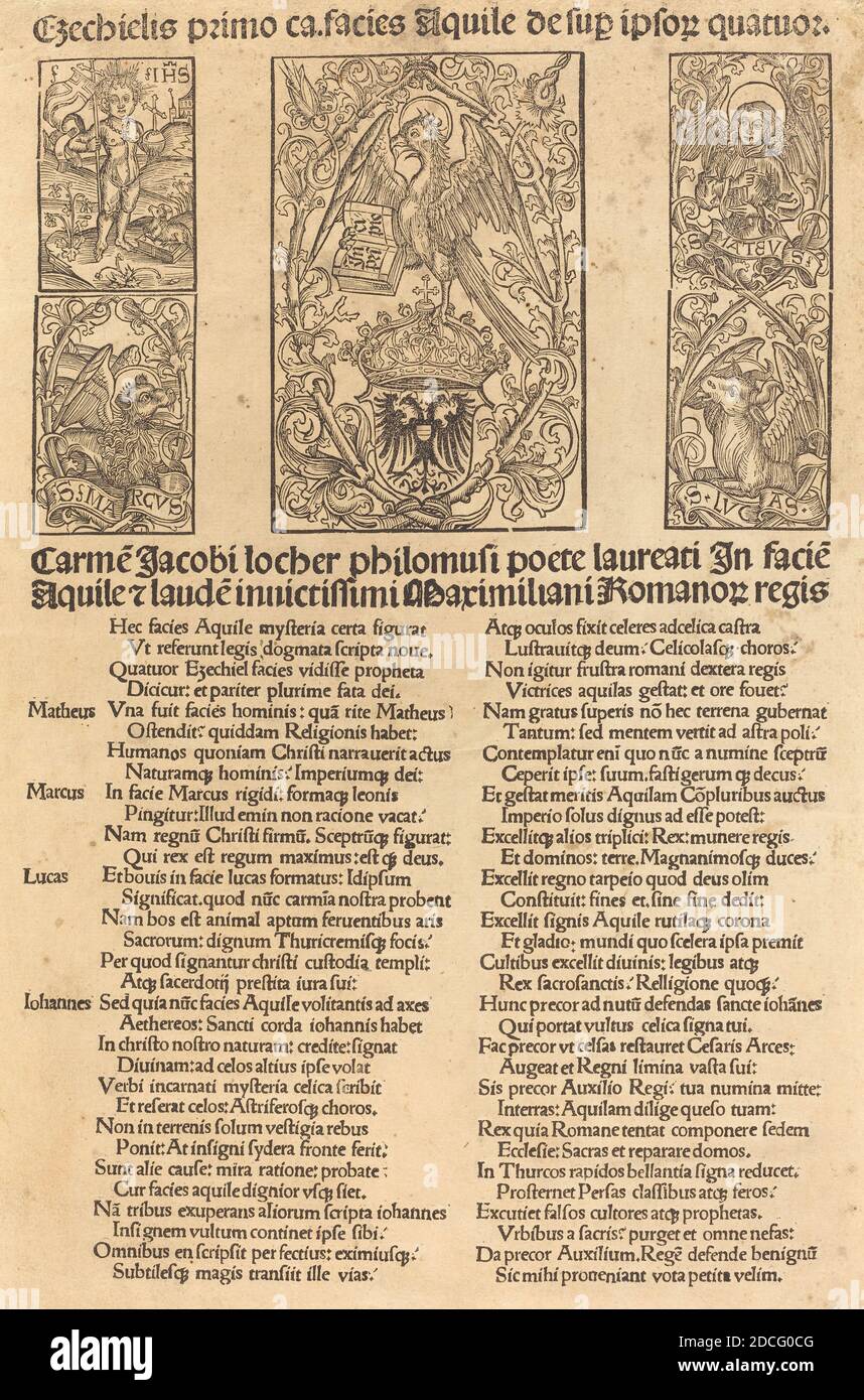 Deutsch 15. Jahrhundert, (Künstler), Allegorie des Adlers und Kaiser Maximilian I., 1497, Holzschnitt Stockfoto