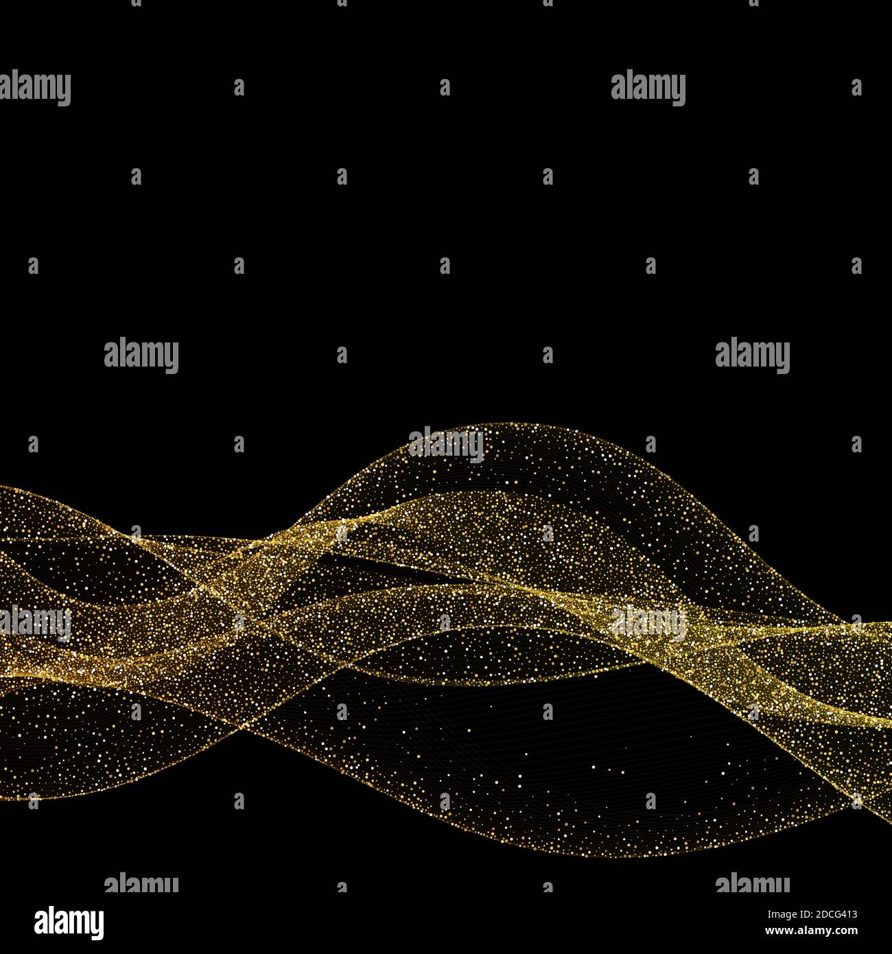 Abstraktes Gold-Waves-Design. Glänzend goldene bewegliche Streifen  Design-Element mit Glitzer-Effekt auf dunklem Hintergrund für Weihnachten  weihnachtskarte. Abbildung Stockfotografie - Alamy