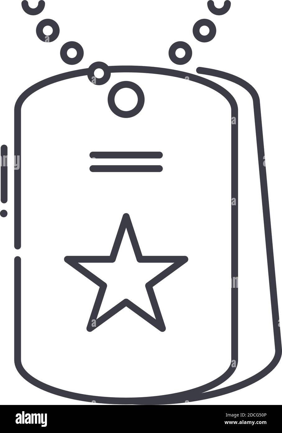 Dog Tag Symbol, lineare isolierte Illustration, dünne Linie Vektor, Web-Design-Zeichen, Kontur Konzept Symbol mit editierbaren Strich auf weißem Hintergrund. Stock Vektor