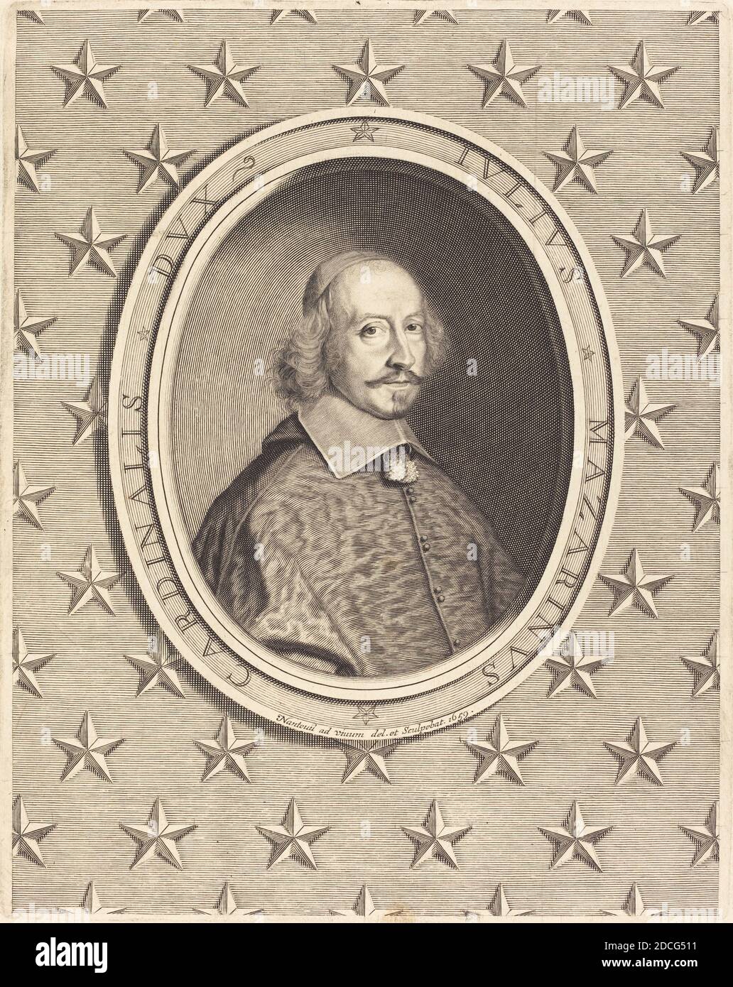 Robert Nanteuil, (Künstler), französisch, 1623 - 1678, Kardinal Jules Mazarin, 1659, Gravur Stockfoto