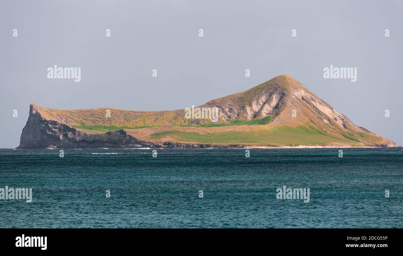 Manana, Rabbit Island, direkt vor der Ostküste von Oahu, Hawaii. Altes Gebiet für die Zucht von Kaninchen. Stockfoto