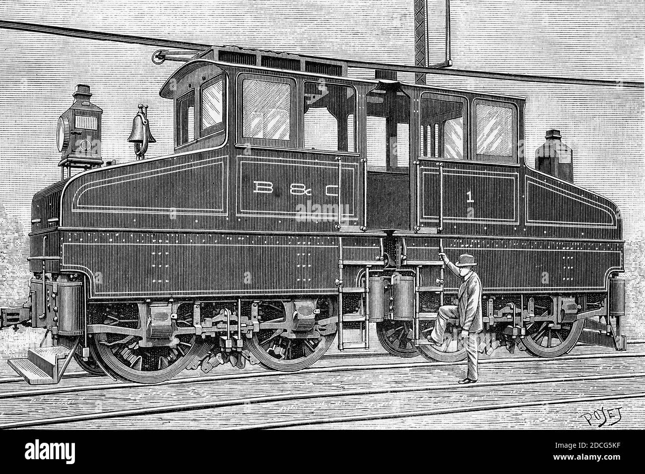 96 Tonnen Elektrische Lokomotive von General Electric für die Baltimore Railroad Company. Antike Illustration. 1895. Stockfoto