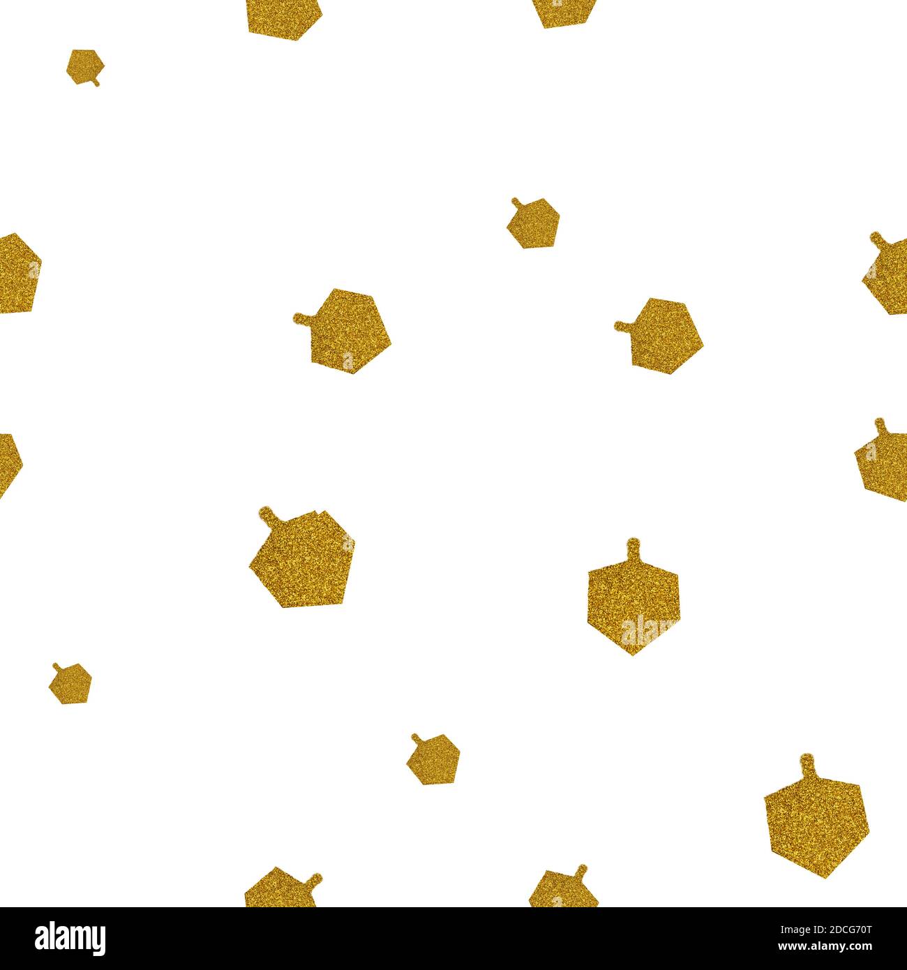 Jüdische Urlaub Hanukkah nahtlose Muster Hintergrund. Glitter Dreidel isoliert auf weiß. Stockfoto