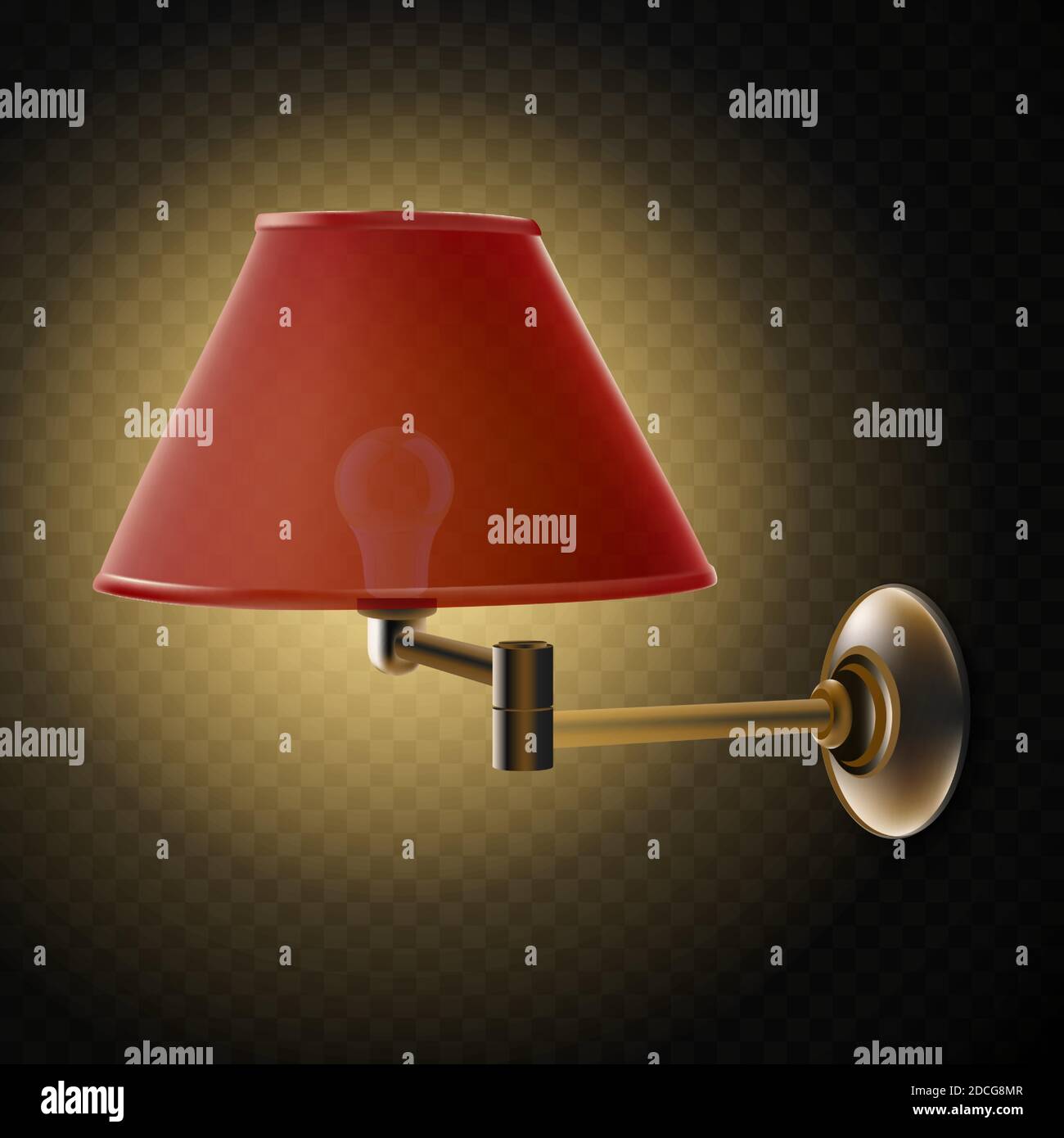 3d realistische Vektor rot BH-Lampe auf transparentem Hintergrund. Stock Vektor
