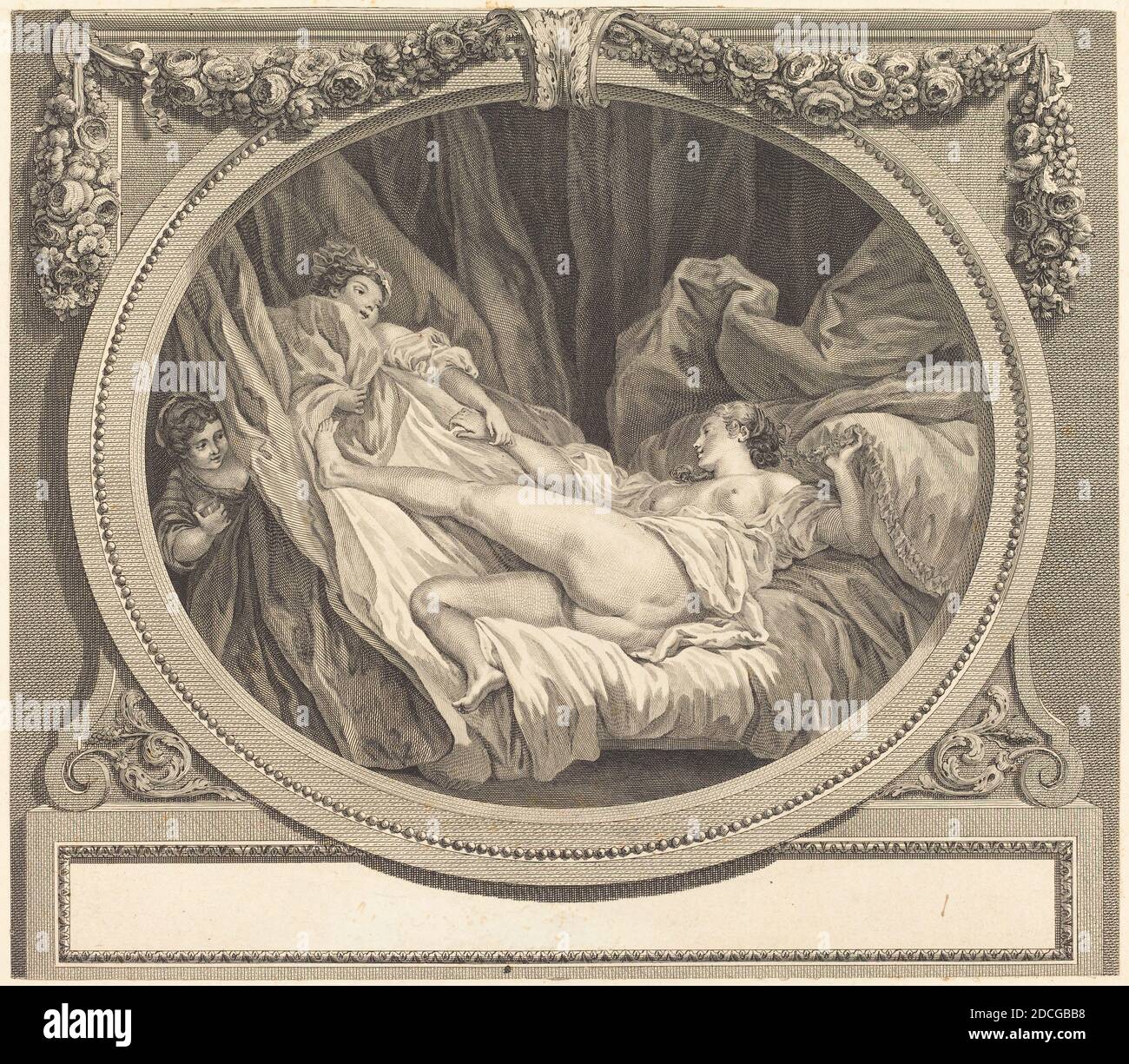 Nicolas Ponce, (Künstler), französisch, 1746 - 1831, Jean Honoré Fragonard, (Künstler nach), französisch, 1732 - 1806, Le verre d'Eau, Radierung und Gravur Stockfoto