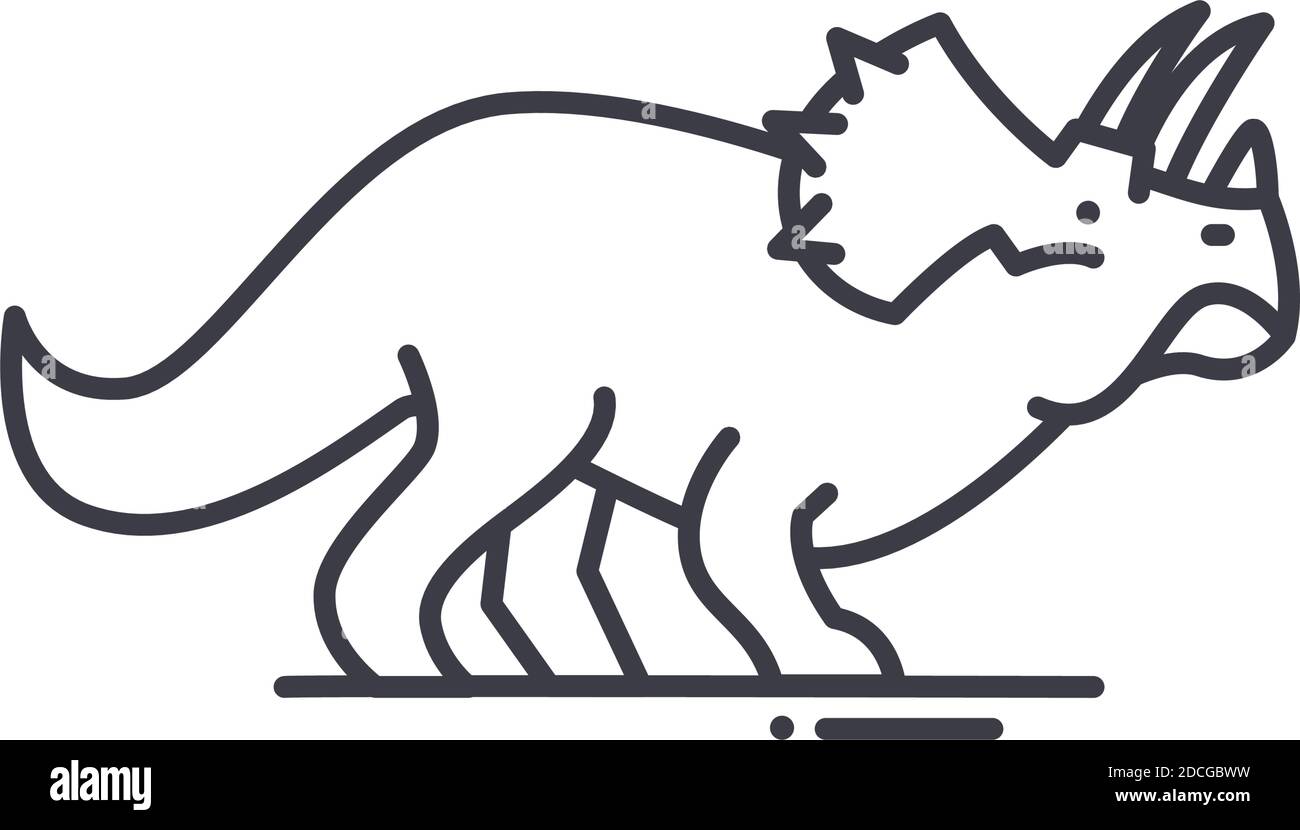 Dinosaurier-Symbol, lineare isolierte Illustration, dünne Linie Vektor, Web-Design-Zeichen, Kontur Konzept-Symbol mit editierbarer Kontur auf weißem Hintergrund. Stock Vektor
