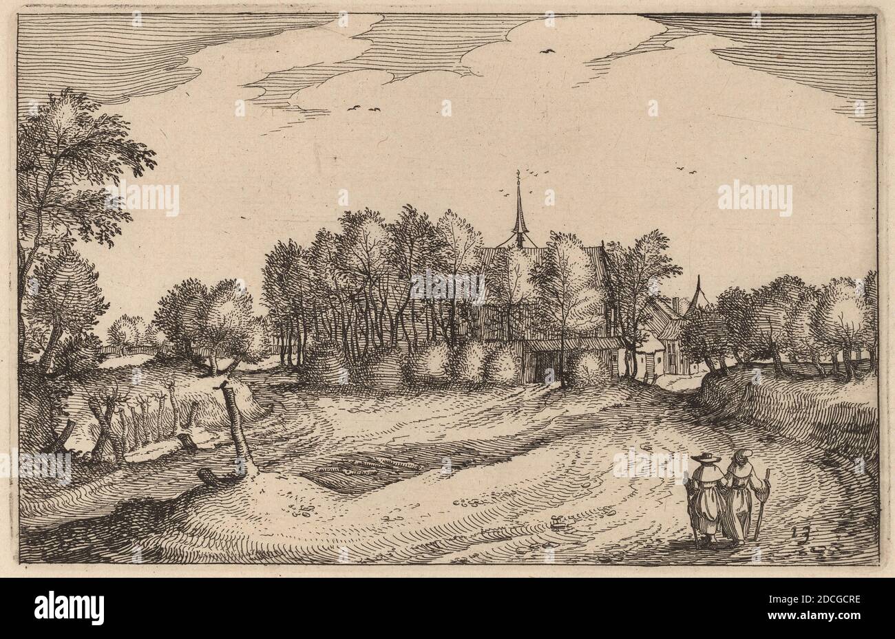 Claes Jansz Visscher, (Künstler), Niederländisch, 1586/1587 - 1652, Meister der kleinen Landschaften, (Künstler nach), Niederländisch, Lucas van Doetechum, (Künstler nach), Niederländisch, aktiv 1554/1572; gestorben vor 1589, Johannes van Doetechum der Ältere, (Künstler nach), Niederländisch, gestorben 1605, EIN Kloster, Regiunculae et villae aliquot ducatus (Radierung: pl.1612), 13 Stockfoto