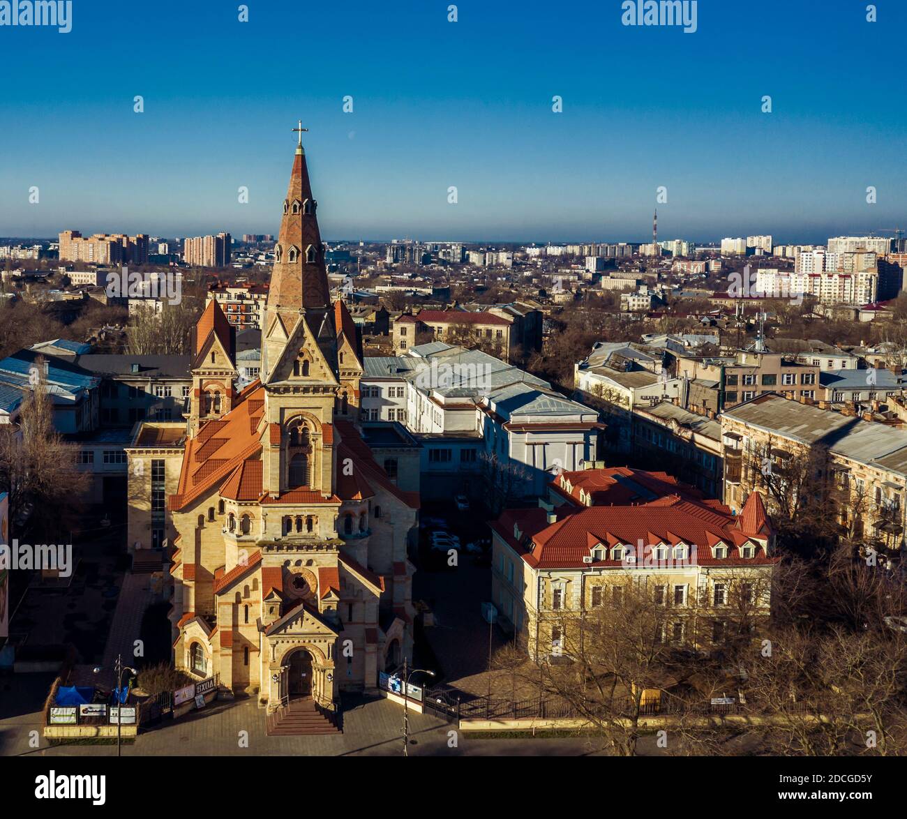 Luftbild der St. Paul's Lutheran Church in Odessa, Ukraine Stockfoto