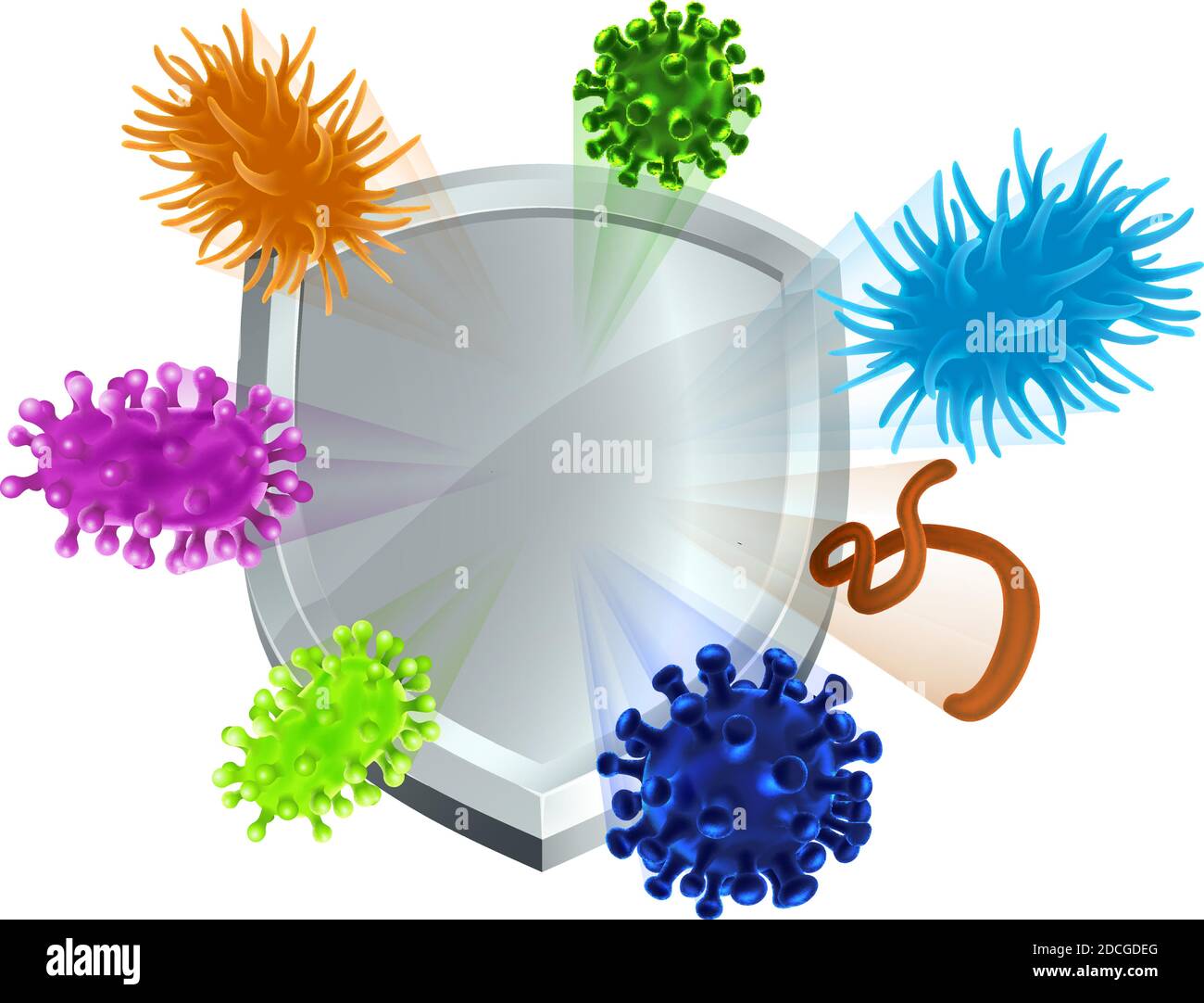 Bakterien Virus Zellen Shield Antibakterielle Symbol Stock Vektor