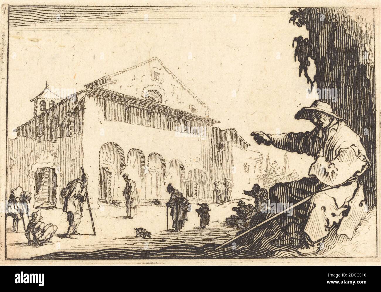 Jacques Callot, (Künstler), Französisch, 1592 - 1635, Almshouse, Capricci (Florenz-Serie), (Serie), c. 1617, Ätzen Stockfoto