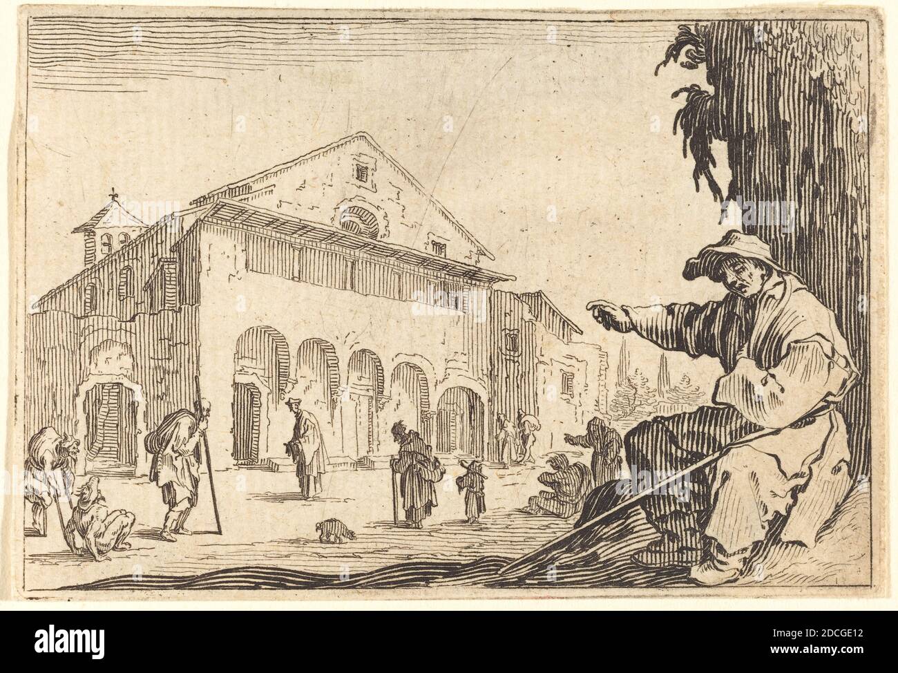 Jacques Callot, (Künstler), Französisch, 1592 - 1635, Almshouse, Capricci (Nancy-Serie), (Serie), c. 1622, Ätzen Stockfoto