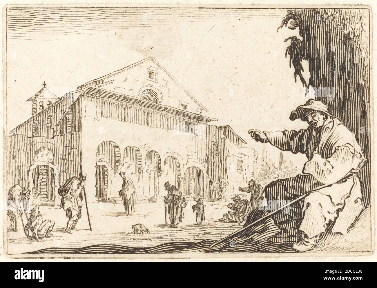 Jacques Callot, (Künstler), Französisch, 1592 - 1635, Almshouse, Capricci (Nancy-Serie), (Serie), c. 1622, Ätzen Stockfoto