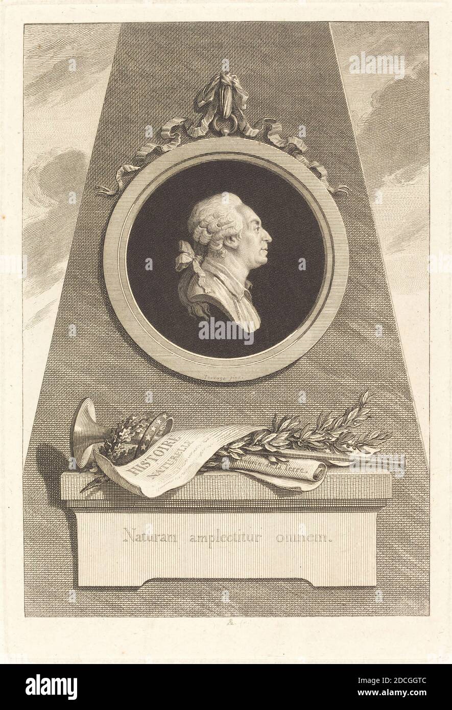Augustin de Saint-Aubin, (Künstler), französisch, 1736 - 1807, Piat Joseph Sauvage, (Künstler nach), flämisch, 1744 - 1818, Comte de Buffon, 1798, Gravur über Radierung auf Büttenpapier, Platte: 22.1 x 14.8 cm (8 11/16 x 5 13/16 Zoll), Blatt: 32.5 x 25.1 cm (12 13/16 x 9 7/8 Zoll Stockfoto