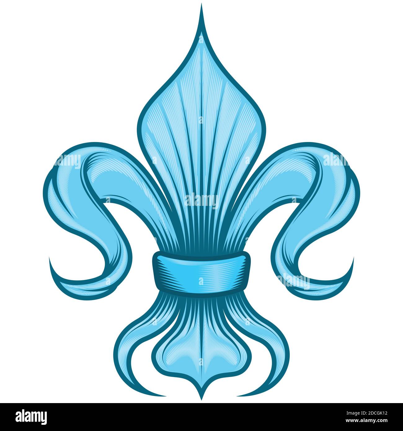 Fleur de Lis Vektor-Design, Darstellung des Fleur de Lis, Symbol in der mittelalterlichen Heraldik verwendet. Alles auf weißem Hintergrund. Stock Vektor