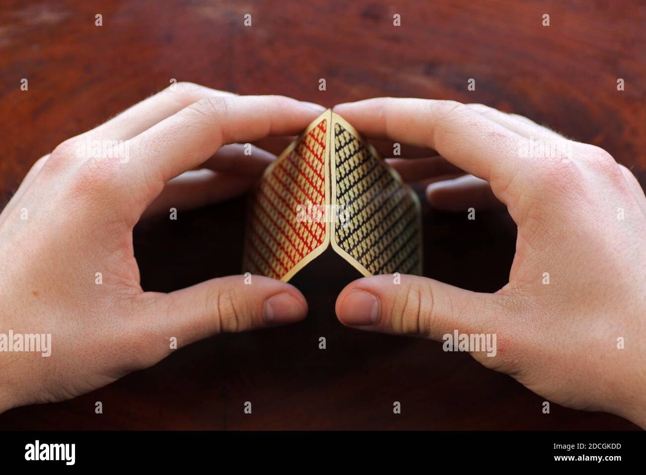 Wie ein Kartenhaus Stockfoto