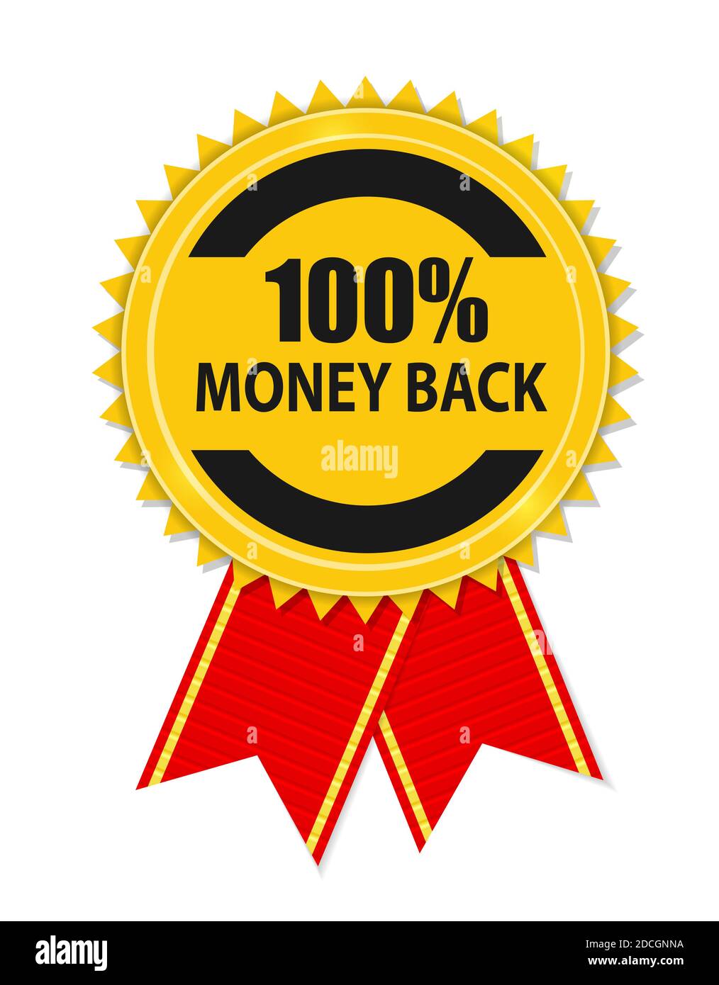 Gold Label 100 Geld zurück. Abbildung Stockfoto