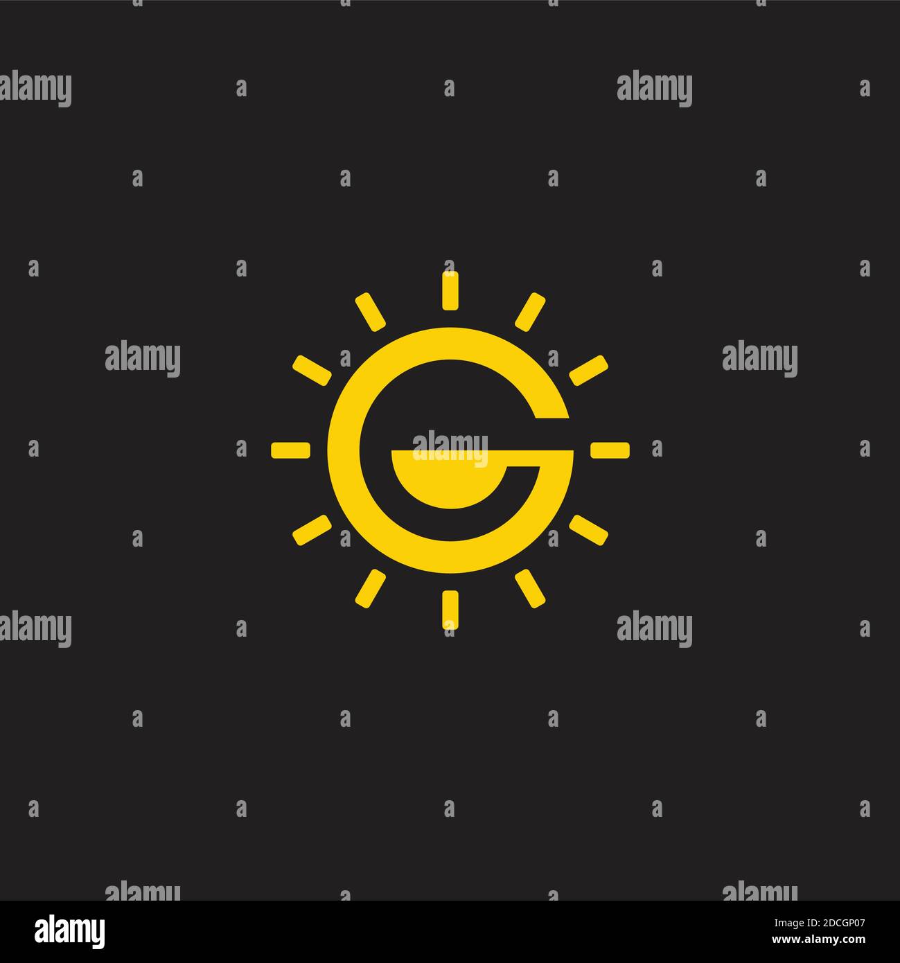 Buchstabe g Sonne Mond geometrisches Design Logo Vektor Stock Vektor