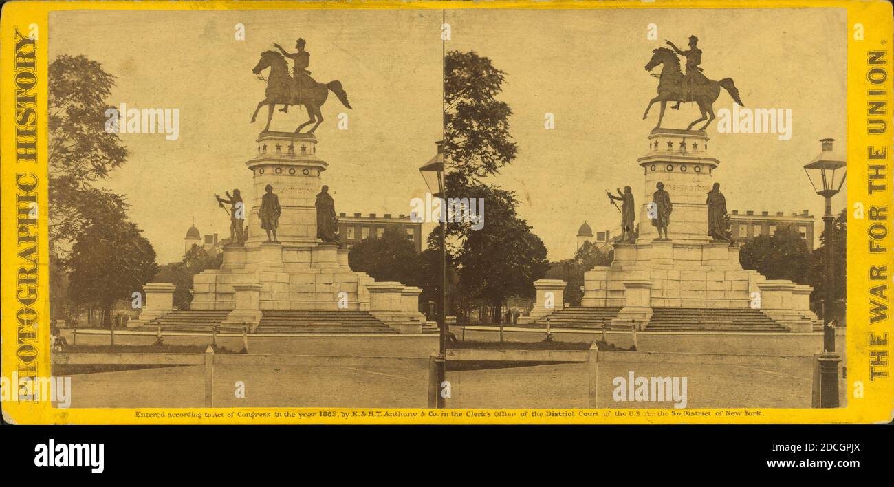 Washington Monument, in der Capitol Grounds, Richmond, VA. Die Statuen rund um die Mitte sic Basis sind die von Patrick Henry, Thomas Jefferson & Mason., E. & H.T. Anthony (Firma), 1861, Usa Stockfoto