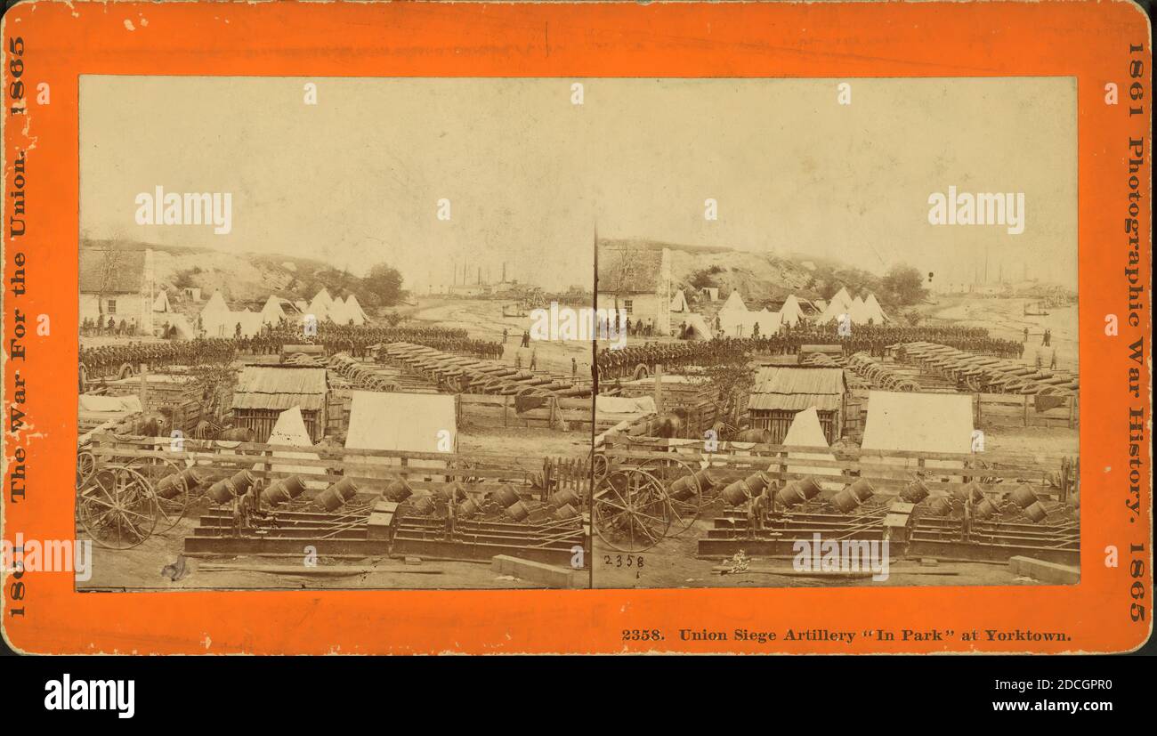 Union Belagerung Artillerie "im Park" in Yorktown., Taylor & Huntington, 1861, USA Stockfoto